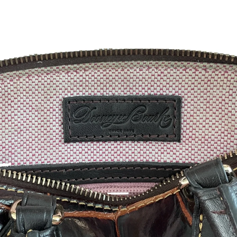 Vintage Dooney Brown Croco Dome Leather Satchel - Picture 8 of 8